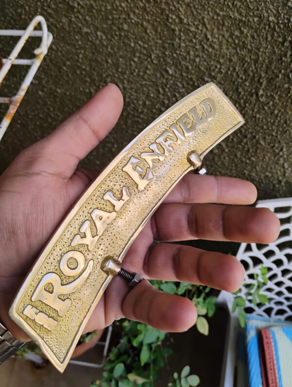 Small Brass Front Mudguard Monogram - Image 3